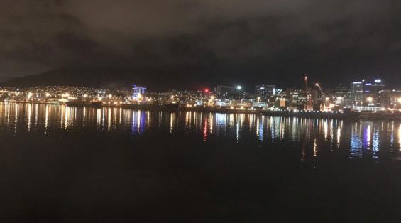 Night time view of Cape Town lights Night time view of Cape Town lights