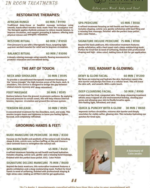 Spa Treatments and Facilities