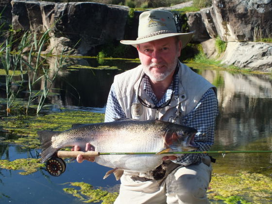 Alan Hobson with a Trophy Trout in the Karoo, South Africa! Alan Hobson with a Trophy Trout in the Karoo, South Africa!