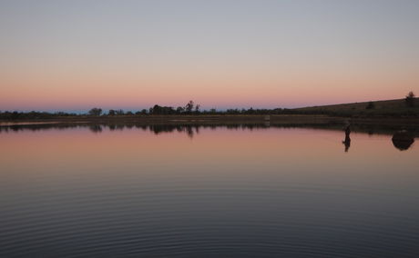 Beautiful sunset fishing on Mountain Dam, Somerset East