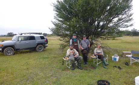 Wild fly fishing in the Karoo, enjoying the fresh Karoo air near Somerset East in the Eastern Cape of South Africa