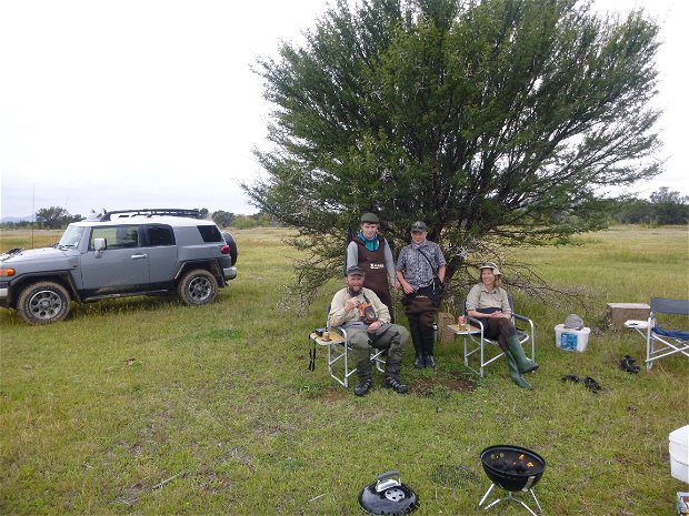Wild fly fishing in the Karoo, enjoying the fresh Karoo air near Somerset East in the Eastern Cape of South Africa