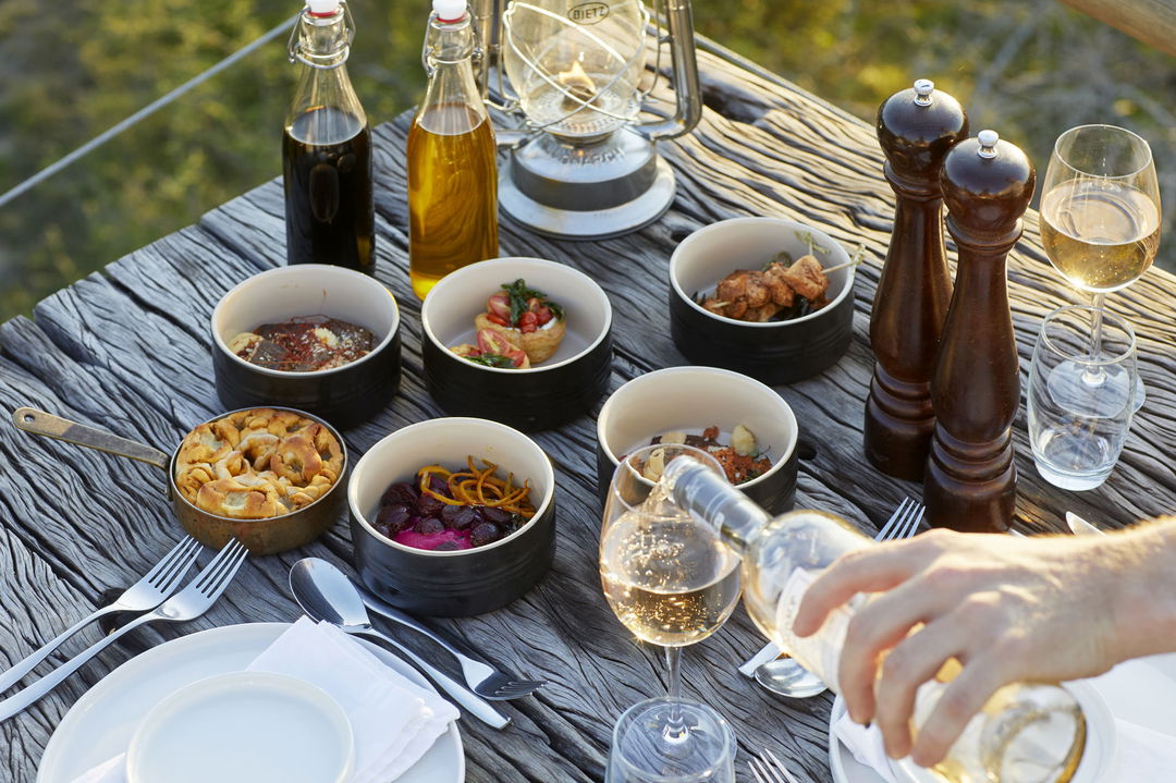 gourmet food plated and served by Chalkey Teeehouse at Lion Sands Game Reserve