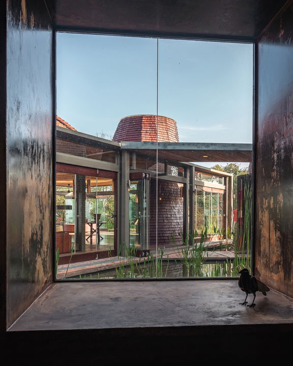 exterior view of the architecture of library at Angama Mara Kenya Masai Mara