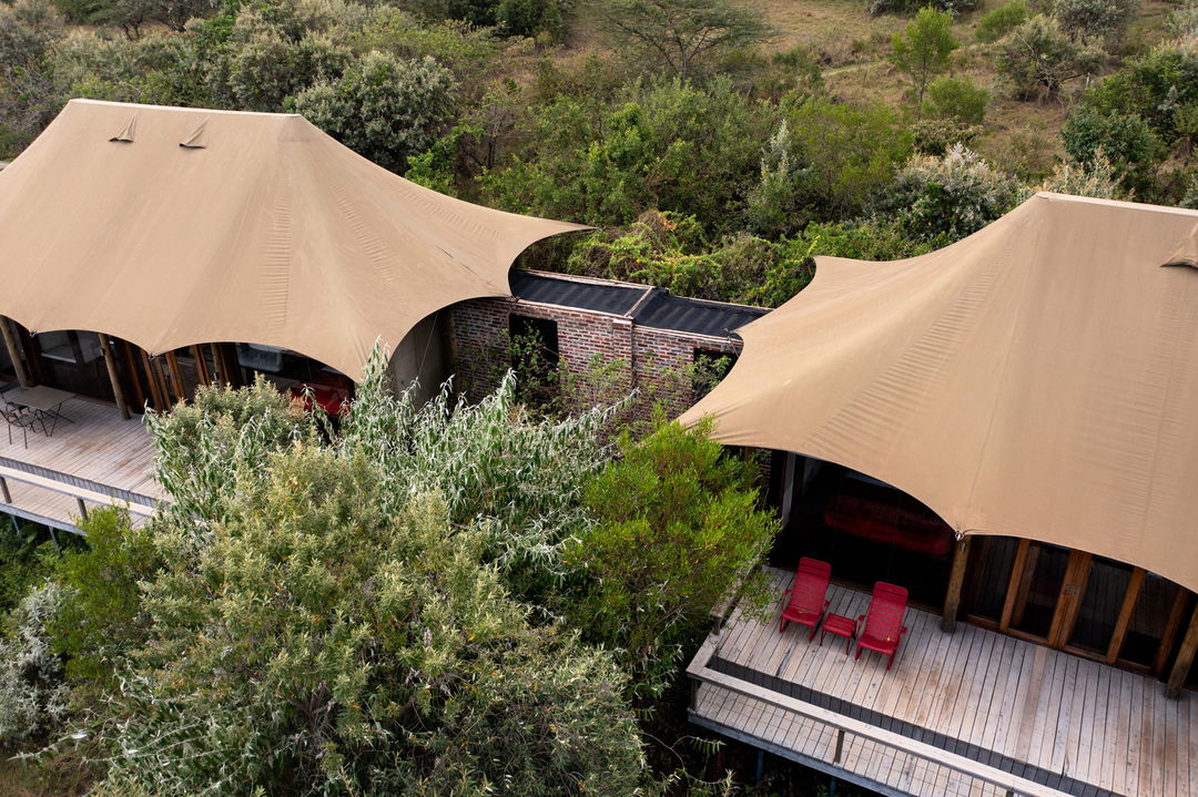 drone view of the suites at Angama Mara Kenya Masai Mara
