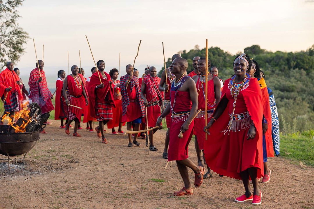 Masai men dancing at Angama Mara Kenya Masai Mara