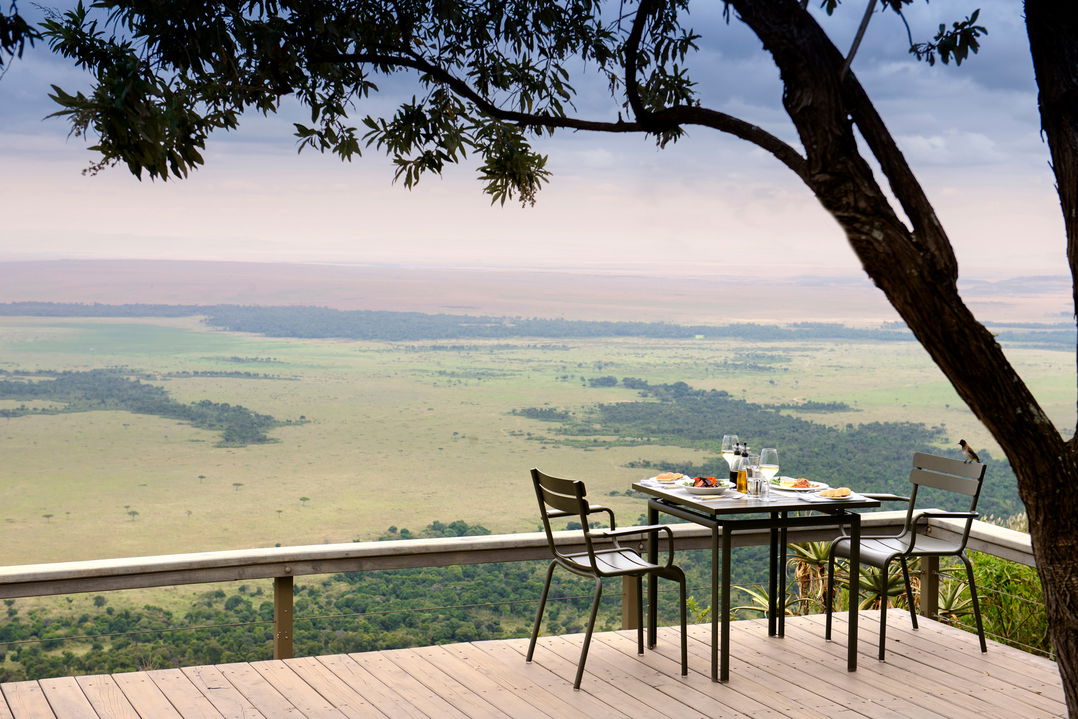 private dinner setting on viewing deck of Angama Mara Kenya Masai Mara