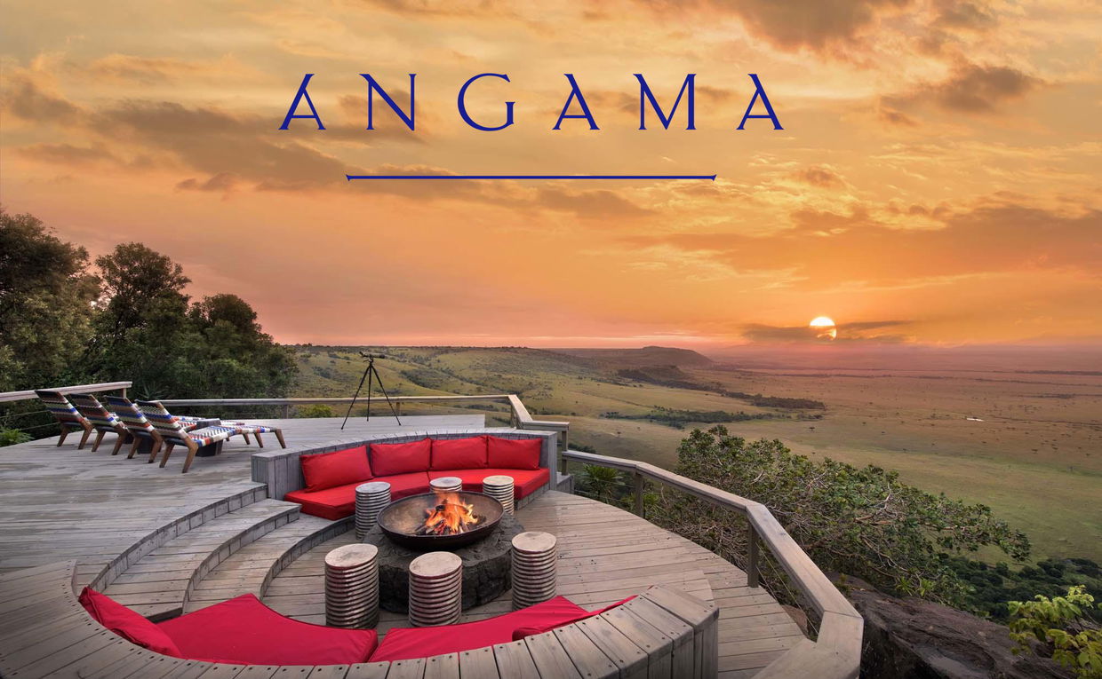 sunset view of firepit on deck at Angama Mara Kenya Masai Mara with logo overlay sunset view of firepit on deck at Angama Mara Kenya Masai Mara with logo overlay