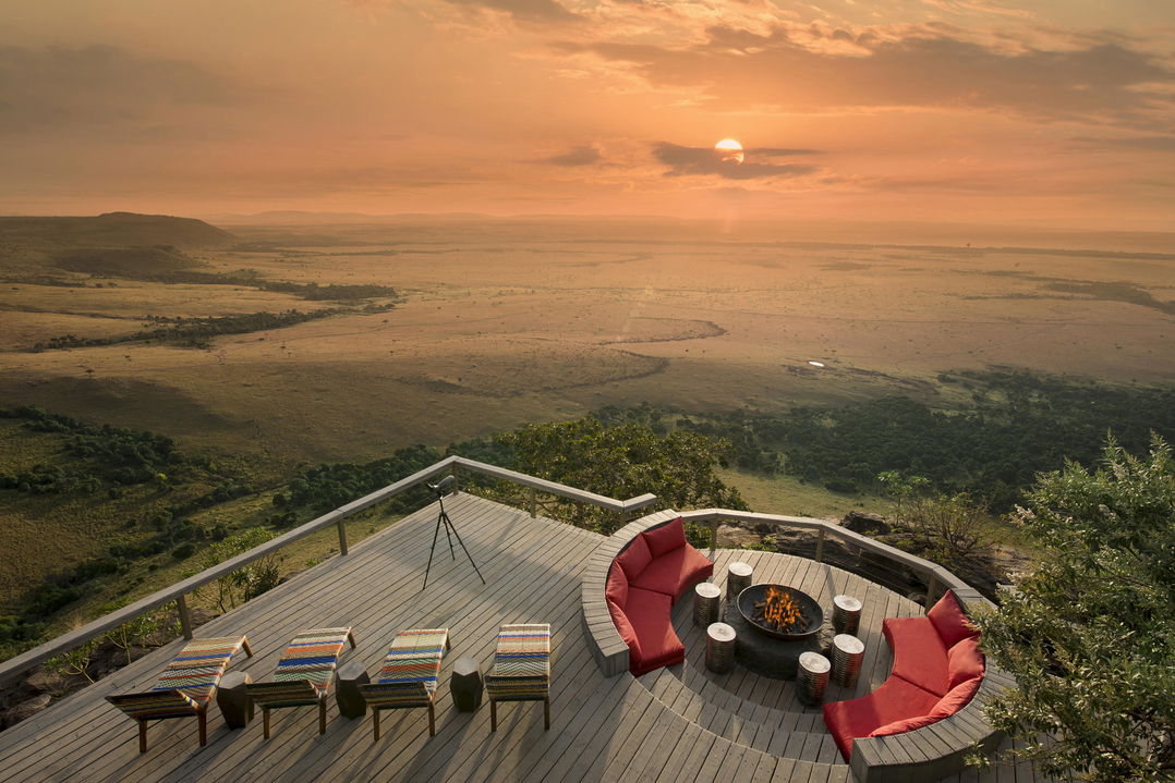 aerial view of the firepit deck at Angama Mara Kenya Masai Mara