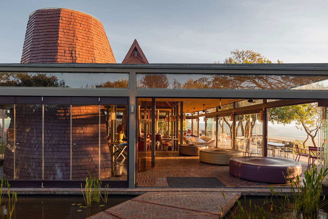 exterior view of main guest area of Angama Mara Kenya Masai Mara