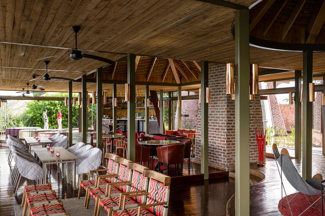 main guest area and dining hall of Angama Mara Kenya Masai Mara