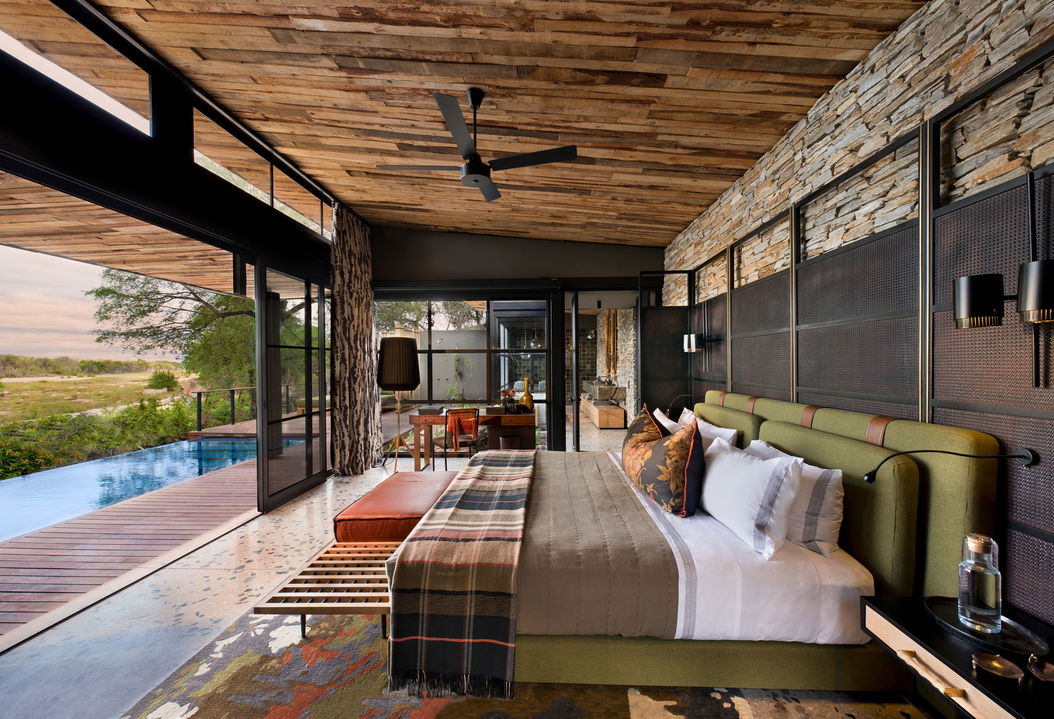 interior view of bedroom at &Beyond Tengile River Lodge Sabi Sands
