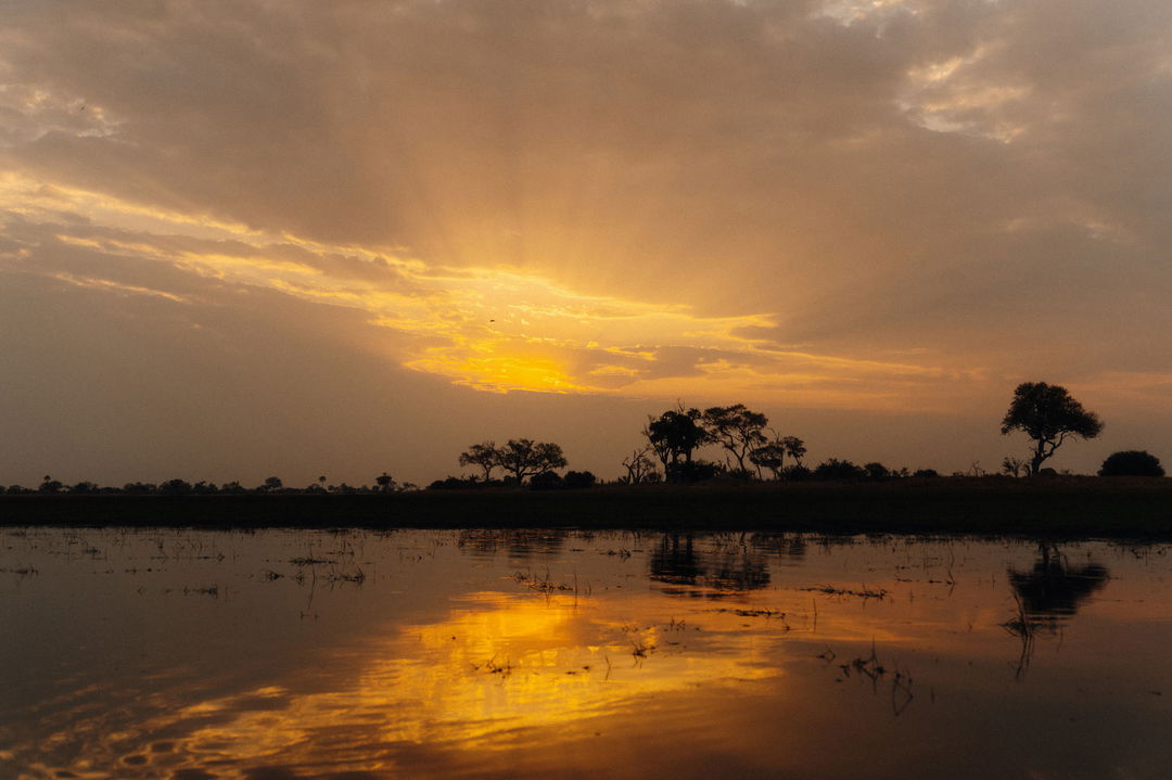 sunset view of the Okavango delta Belmond Eagle Island Lodge