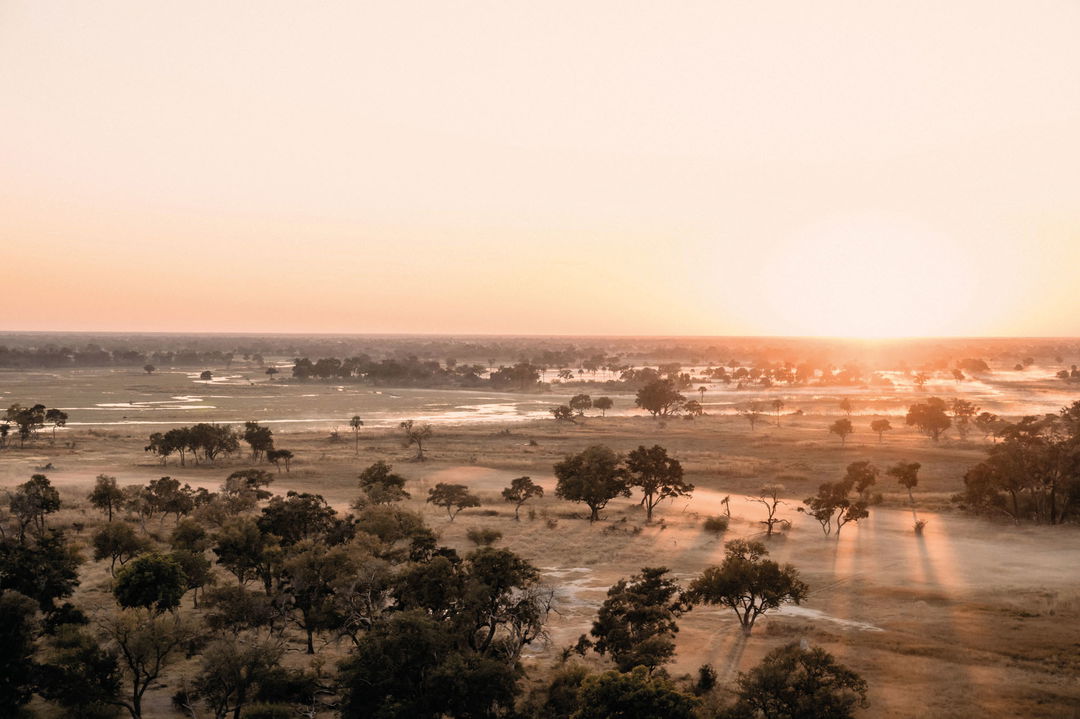 aerial view of the Okavango delta at Belmond Eagle Island Lodge