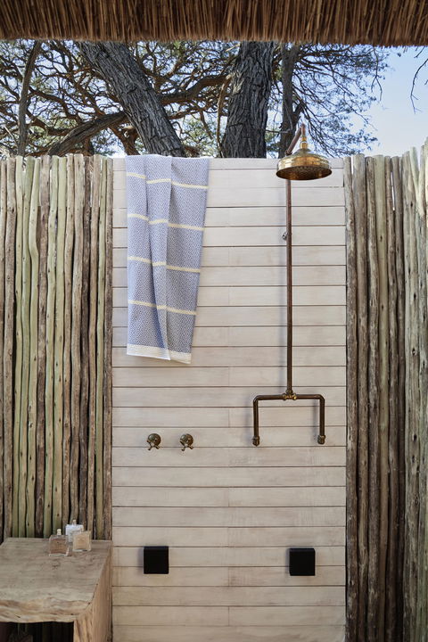 view of  outdoor shower  Savute elephant lodge Botswana