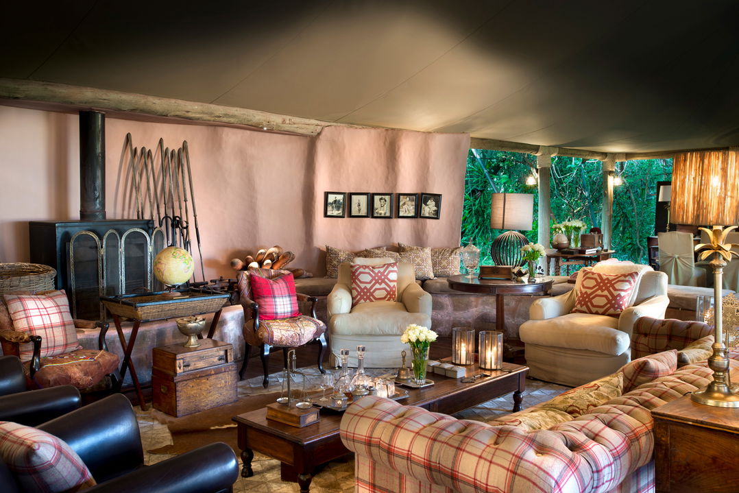 main lounge and guest area of andbeyond Bateleur camp Kenya Masai Mara