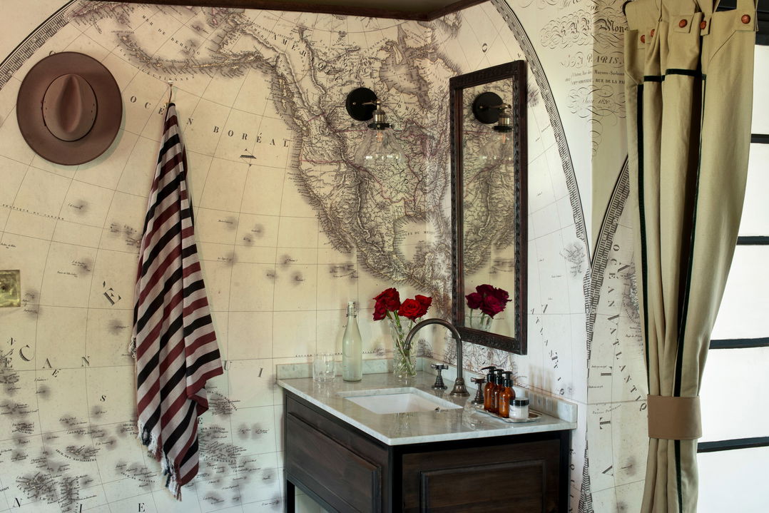 vanity in bathroom suite by andbeyond Bateleur camp Kenya Masai Mara