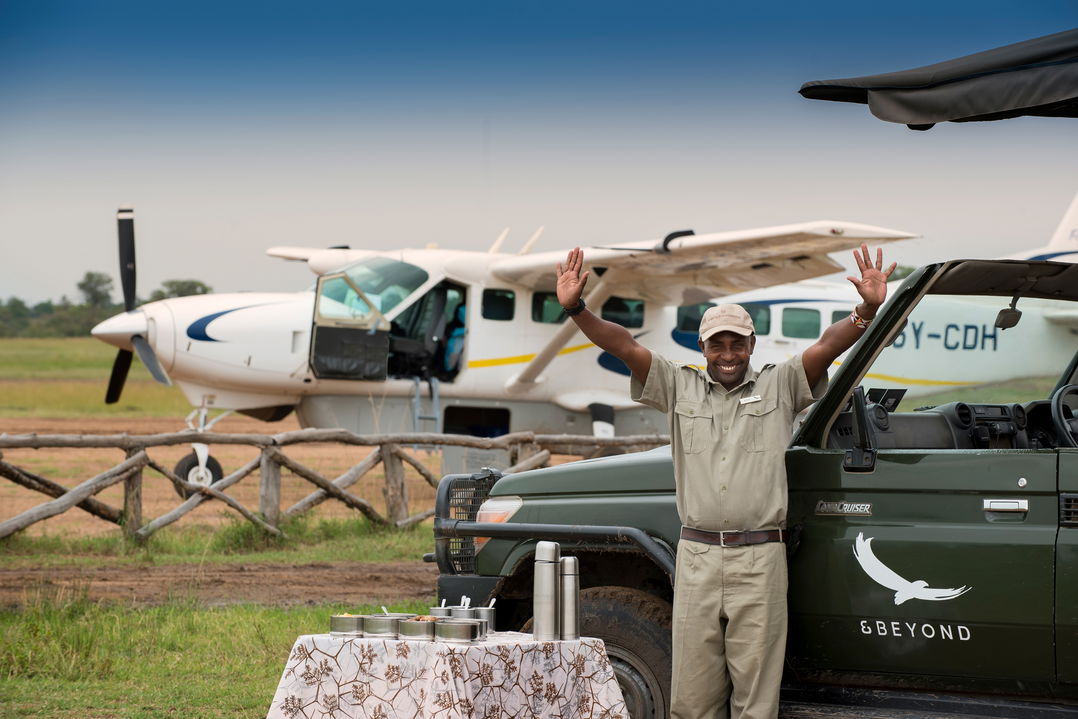 meet and greet at airstrip of andBeyond Kichwa Tembo Camp Kenya Masai Mara