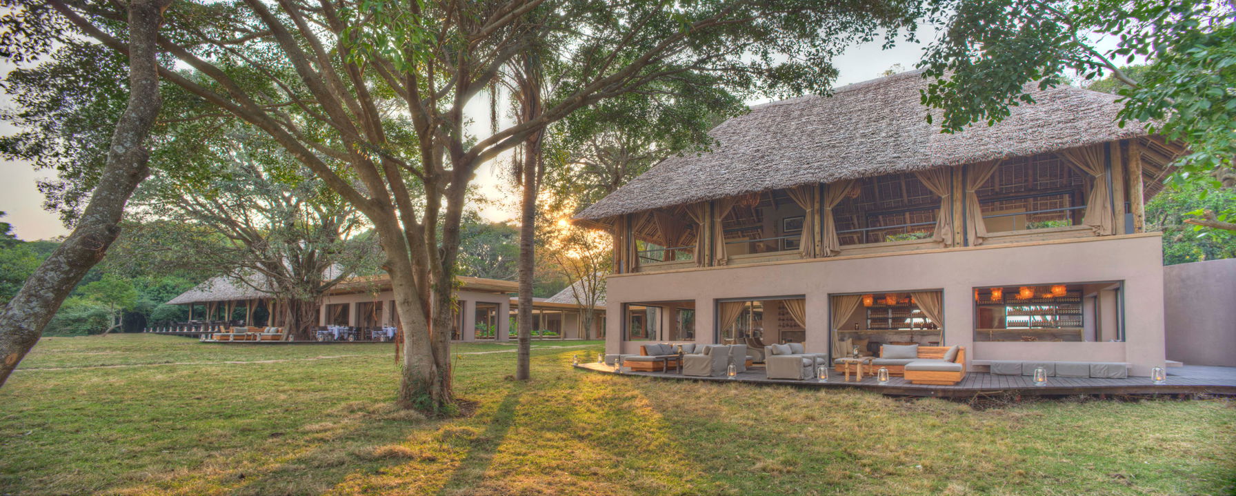 outside view of the main guest area at andBeyond Kichwa Tembo Camp Kenya Masai Mara