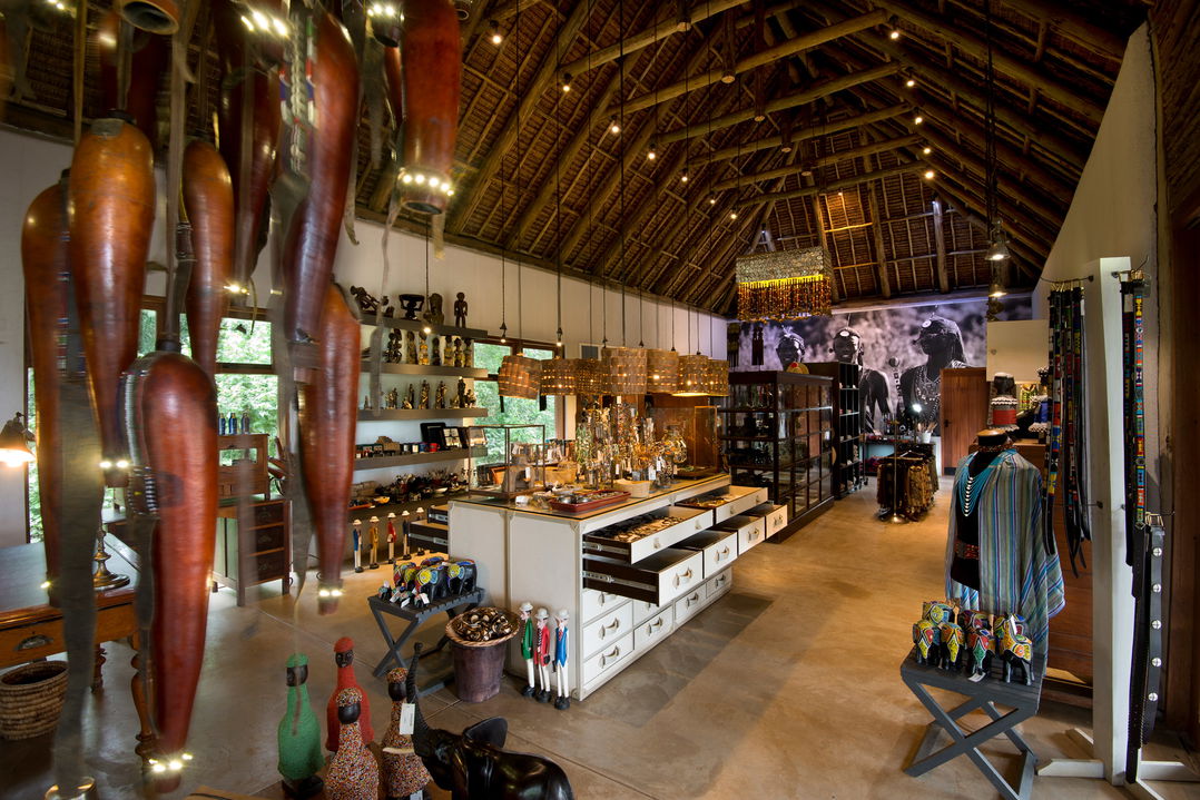 safari and curio shop interior at andBeyond Kichwa Tembo Camp Kenya Masai Mara