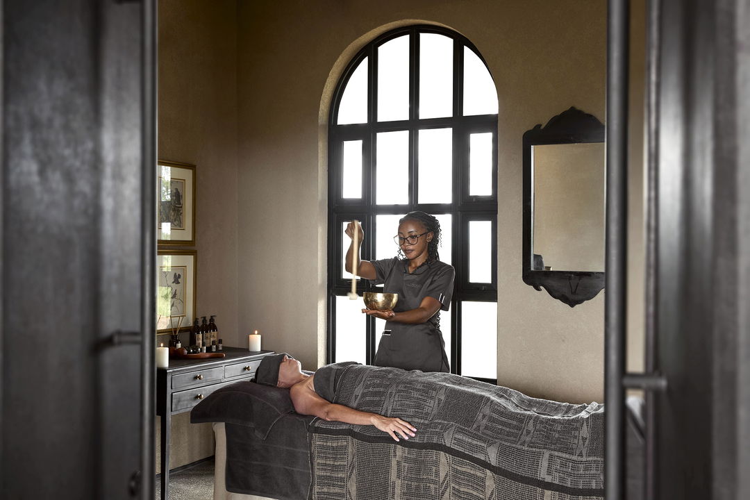 lady in the spa treatment room of Chichele Presidential Camp Luangwa Plains Zambia