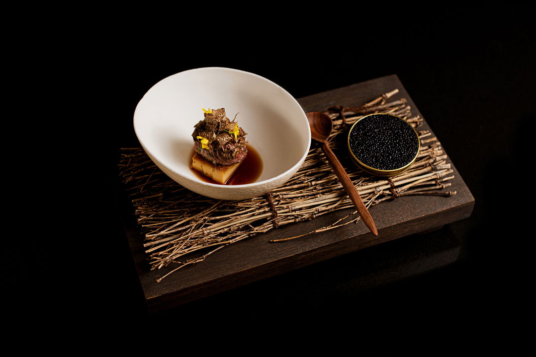 gourmet soya and sushi dish at Delaire Graff luxury Wine estate in Franshoek