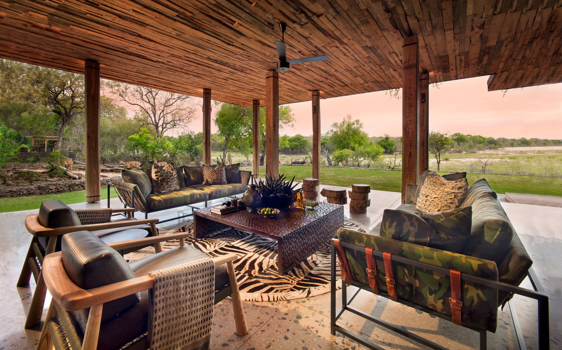main lodge lounge facilities on deck at &Beyond Tengile River Lodge Sabi Sands