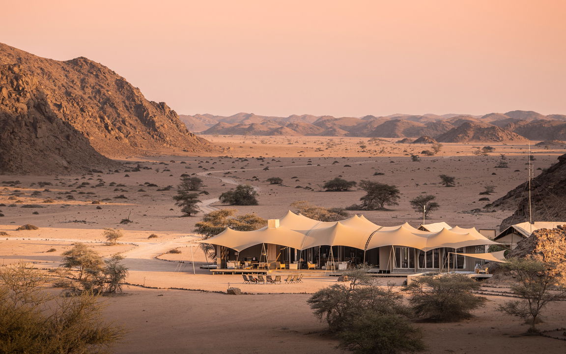 aerial view of Hoanib camp Namibia skeleton coast