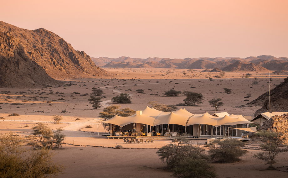 aerial view of hoanib camp Namibia skeleton coast