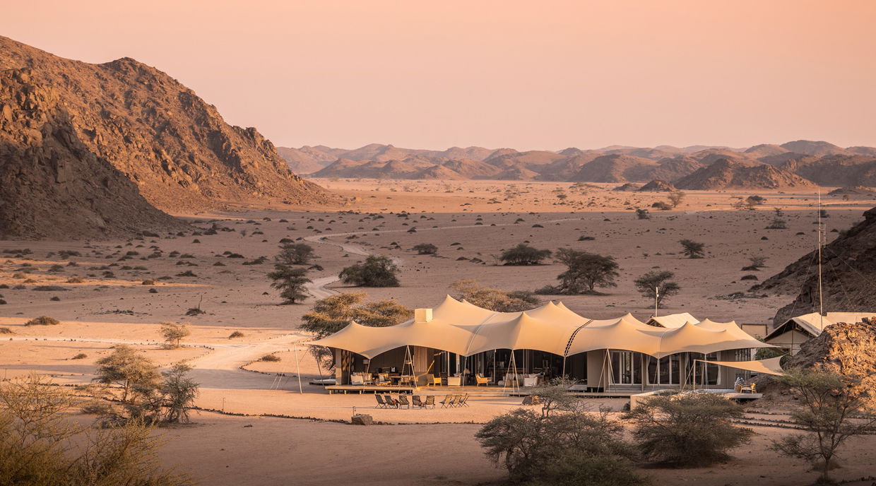 aerial view of hoanib camp Namibia skeleton coast