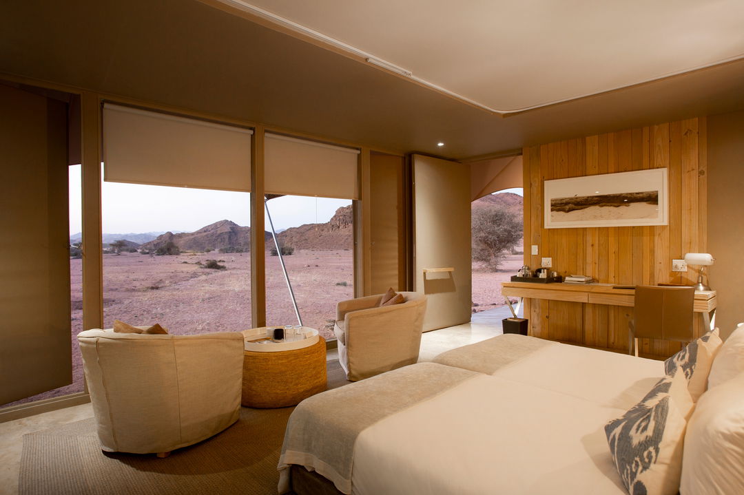interior view of luxury suite at Hoanib camp Namibia