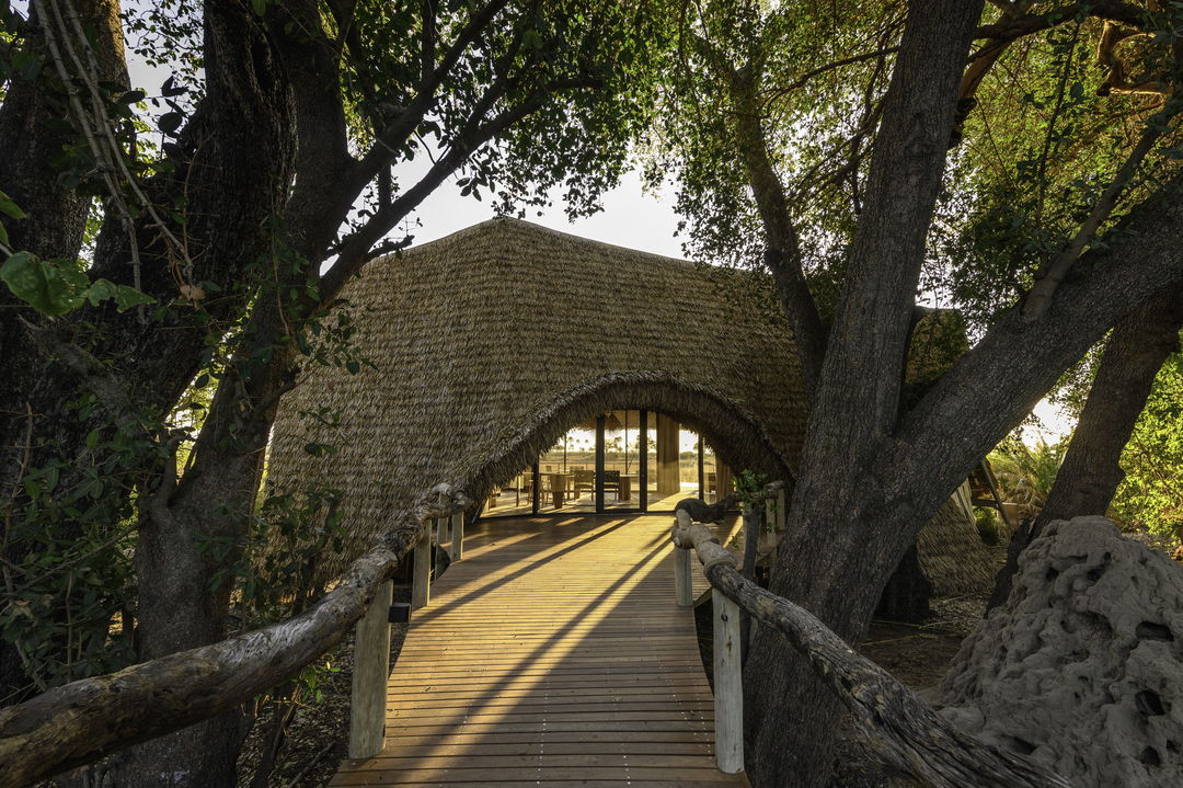 front entrance of Jao Camp Wilderness Okavango Delta Botswana