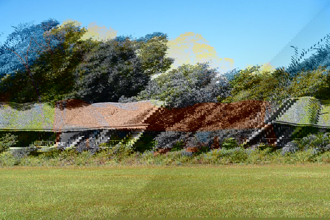 view of lodge from side at Jao Camp Wilderness Okavango Delta Botswana