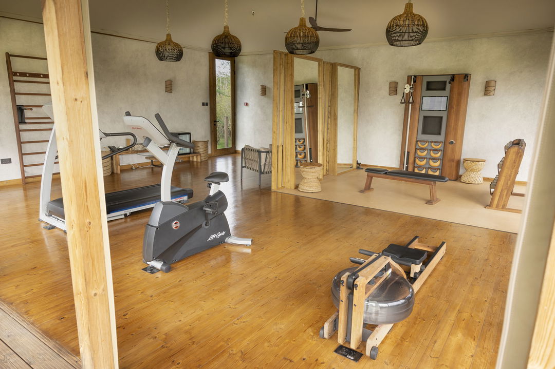view of the fitness centre at the JW Marriot Masai Mara Kenya