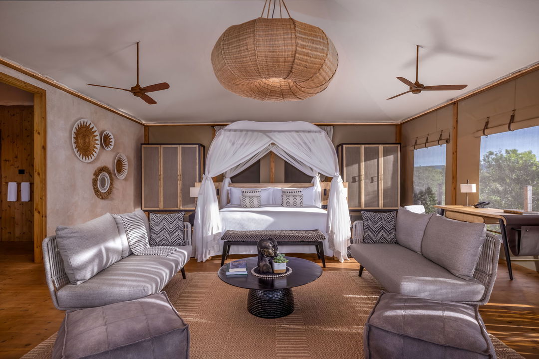 bedroom interior view of the honeymoon suite at the JW Marriot Masai Mara Kenya