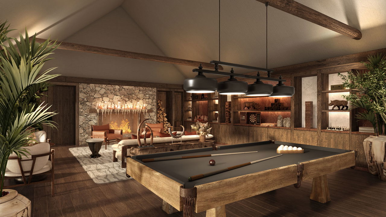 library and games room for guests of the JW Marriot Masai Mara Kenya