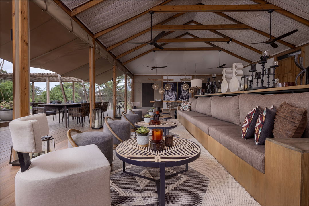 inside the restaurant of the the JW Marriot Masai Mara Kenya