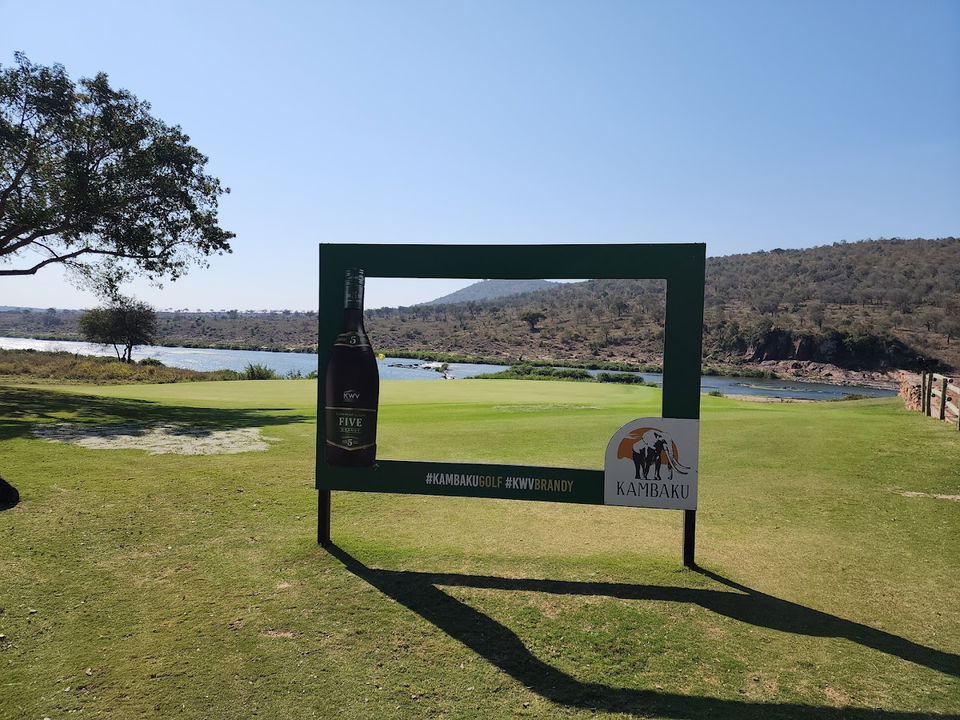 frame for memory photos on Kambaku golf course with river view behind