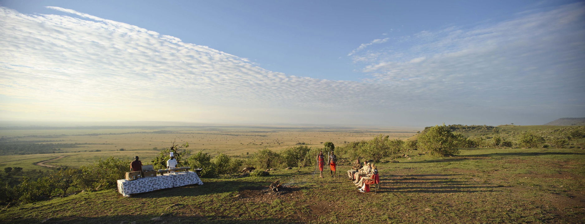 lunch in the bush on a hill by andbeyond bateleur camp mara Kenya