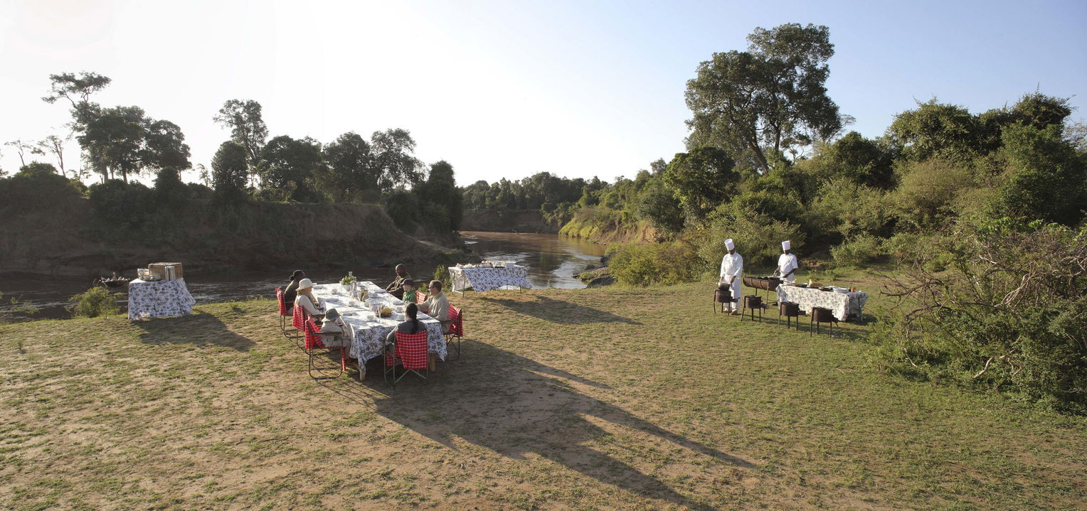lunch in the open of the mara at andbeyond Bateleur camp Kenya Masai Mara
