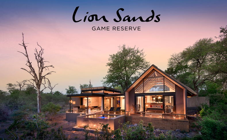 Exterior view of Lion Sands Ivory Lodge Villa at sunset