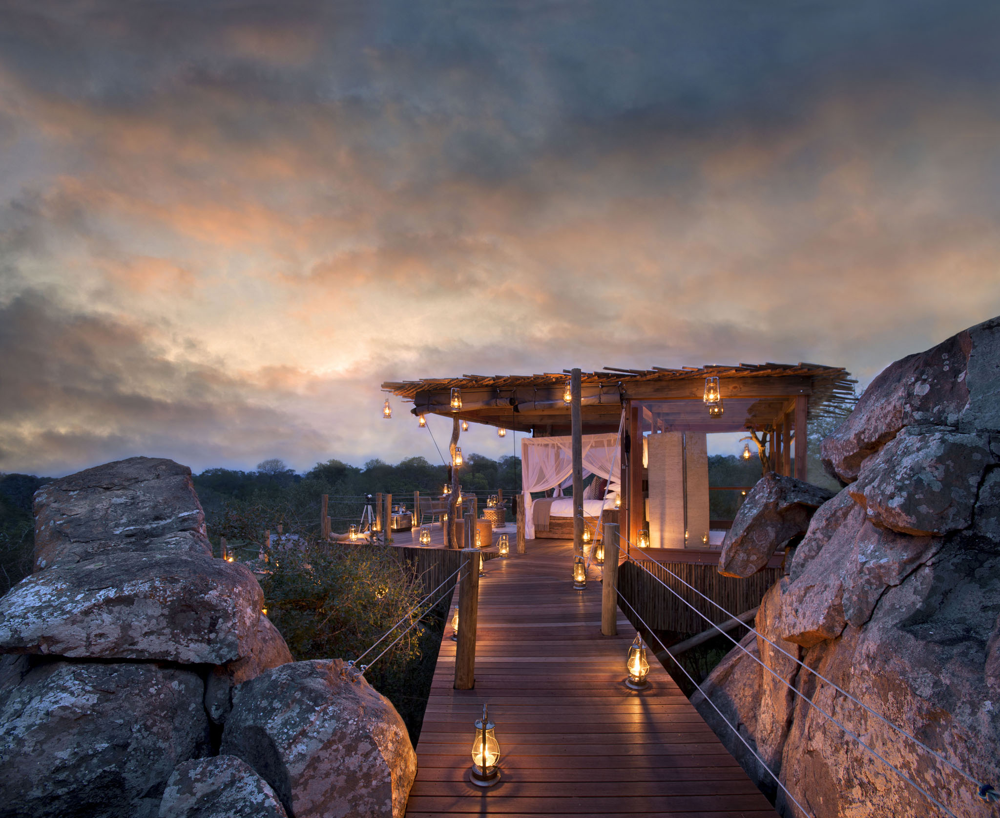 treehouse at lion sands at sunset