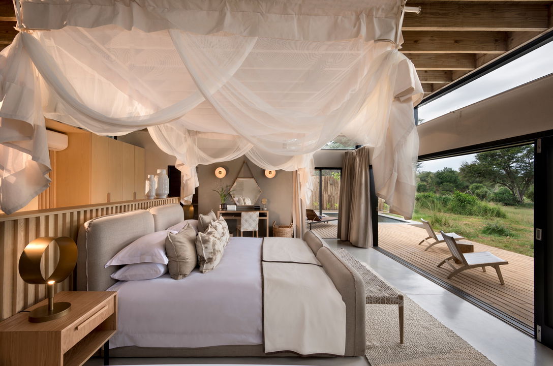 bedroom view of suite at River lodge Lion sands