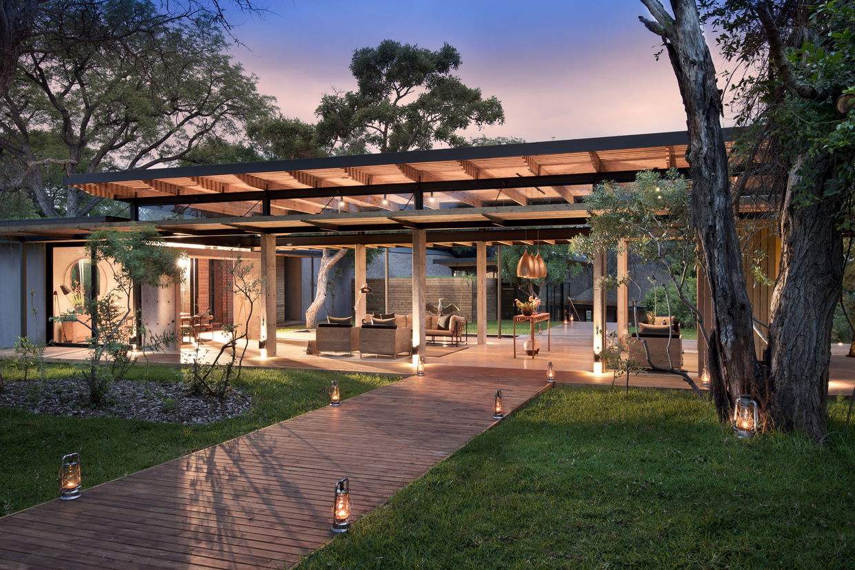 view of entrance at night by Ivory Lodge Lion Sands Game Reserve