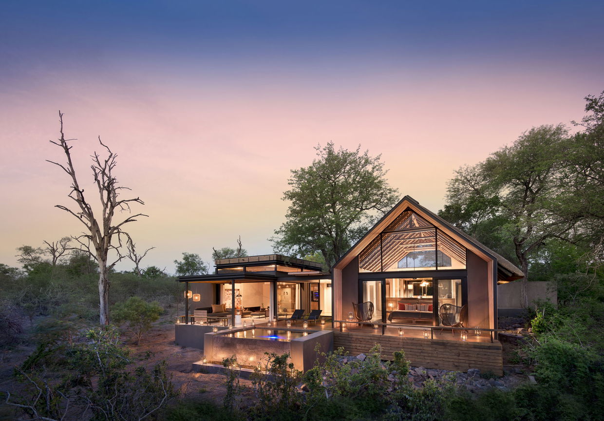 sunset view of ivory lodge suite by Lion Sands Game Reserve