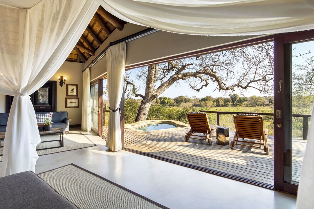 view of luxury suite and deck by Tinga lodge Lion Sands Game Reserve