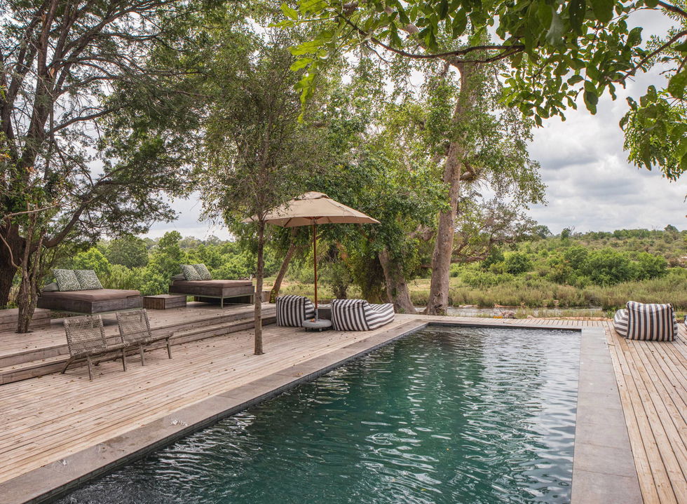 River lodge pool and deck at Lion Sands Game Reserve