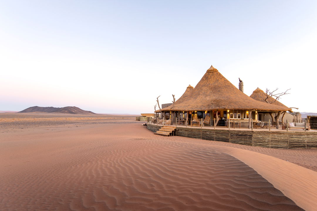 view of the lodge at little Kulala camp wilderness Namibia