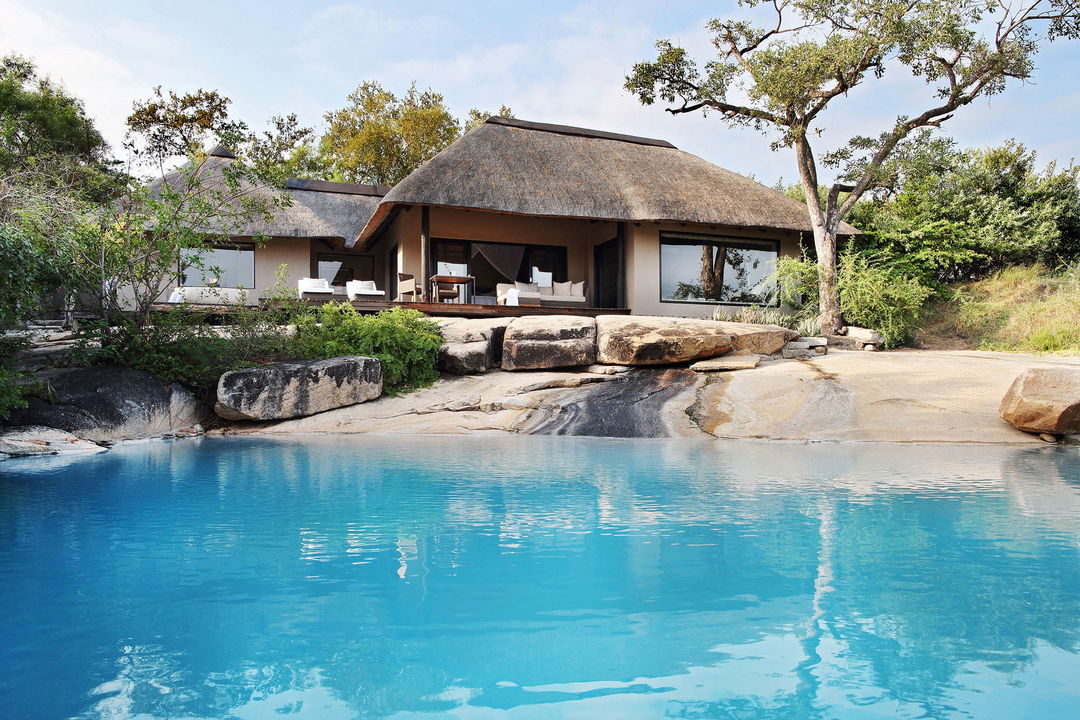 exterior view from pool of a granite suite at Londolozi