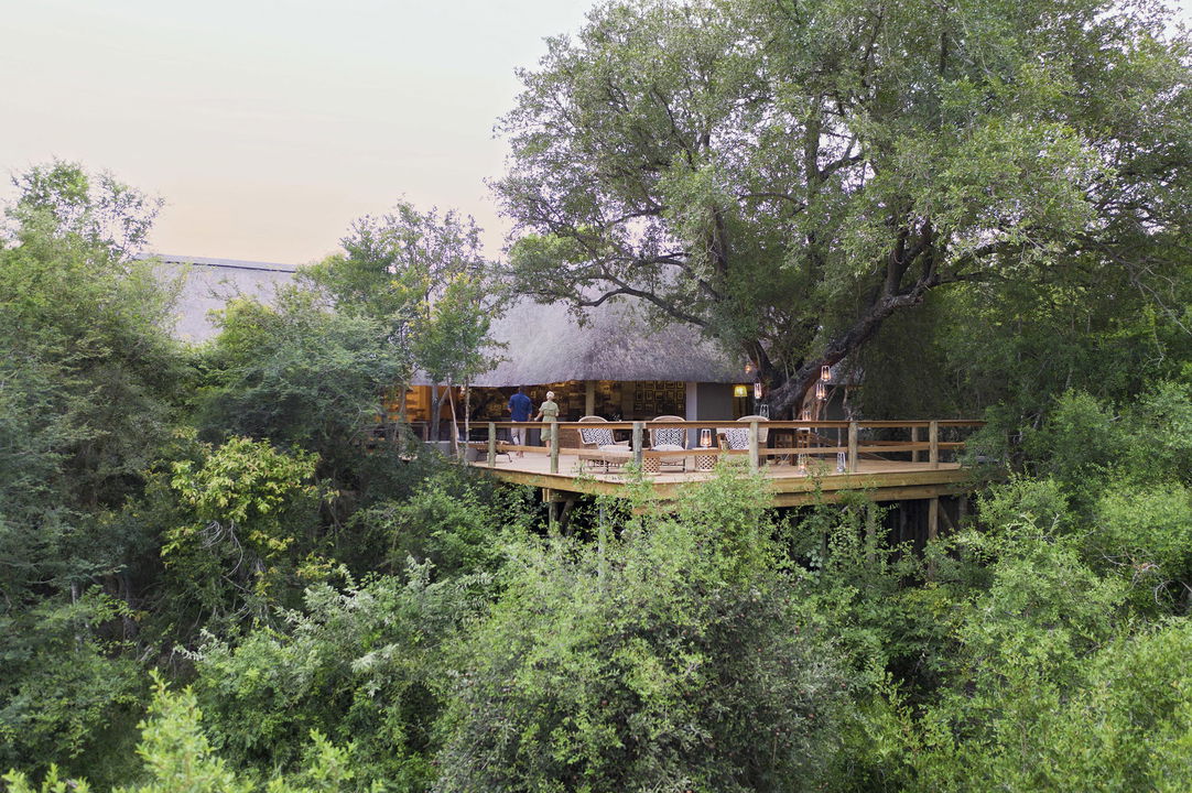exterior view of a suite with viewing deck by Pioneer Camp Londolozi